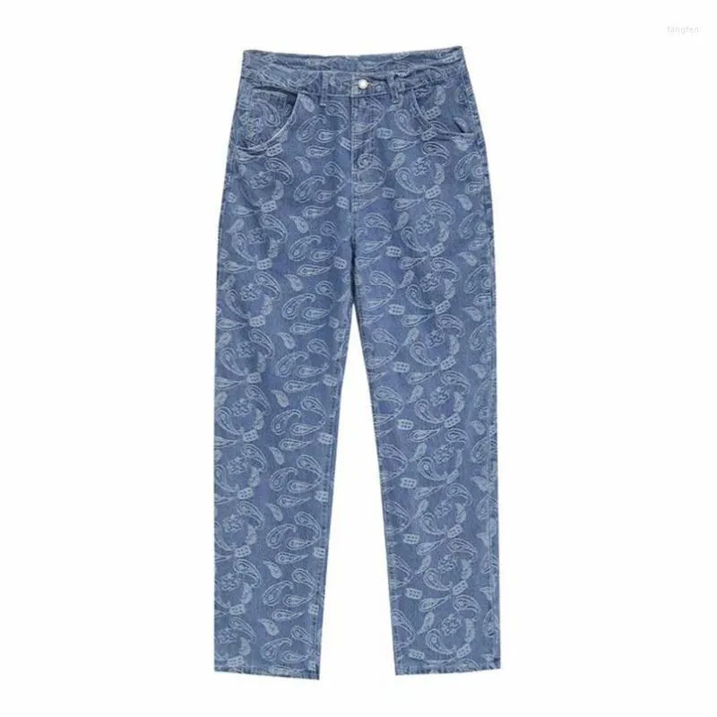 Mens Embroidered Paisley Bandana Jeans Oversized Wide Leg Mens Embroidered Paisley Bandana Jeans Oversized Wide Leg