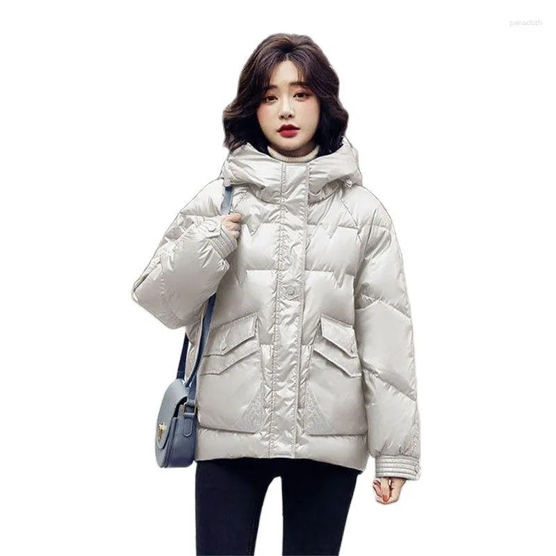 Trenchs de femmes sans lavage brillant vers le bas coton 2023 automne hiver veste à capuche coton-rembourré manteau Parkas mode femme hauts