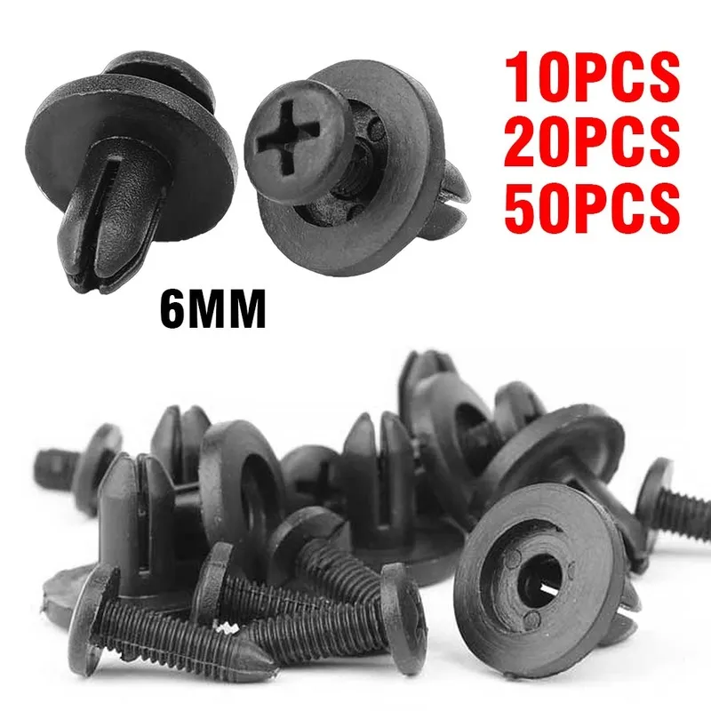 New 10/20/50pcs 6mm Auto Bumper Fastener Clip Hole Rivet Retainer Push Engine Cover Car Door Bumper Cover Fasteners for Honda