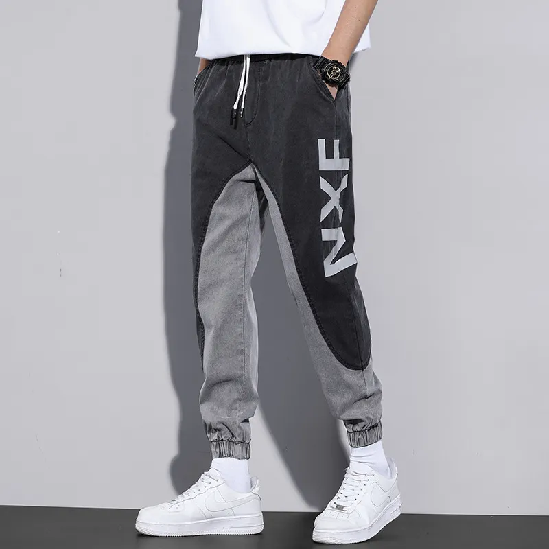 Jeans d'automne pour hommes, pantalons Haren à lacets, jambes amples, style Hip Hop