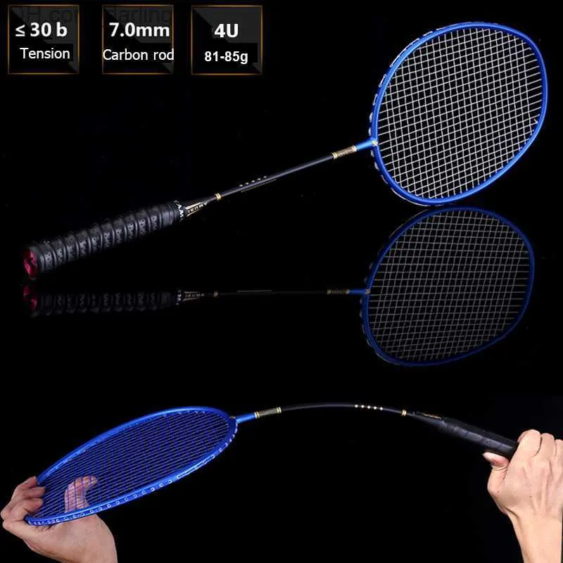 Badmintonschläger Badmintonschläger 1 Stück Kohlefaser-Badmintonschläger Professioneller Trainingsschläger mit Saitentasche 4u 22-30lbs Sport Herren z Speed mit Geschenk Q