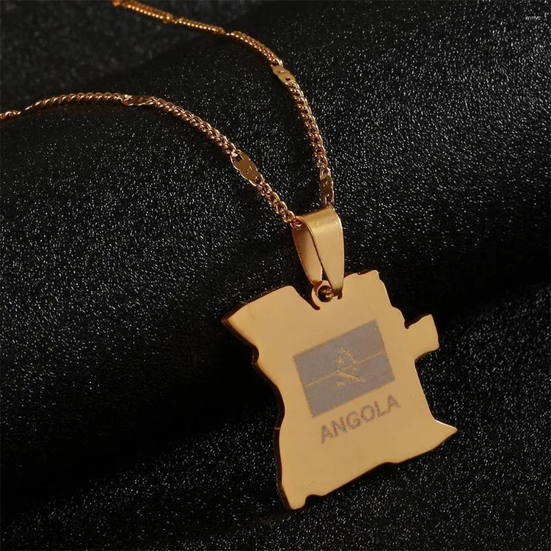 Pendant Necklaces Stainless Steel Angola Map Necklace Gold Color Angolan Country Maps Jewelry