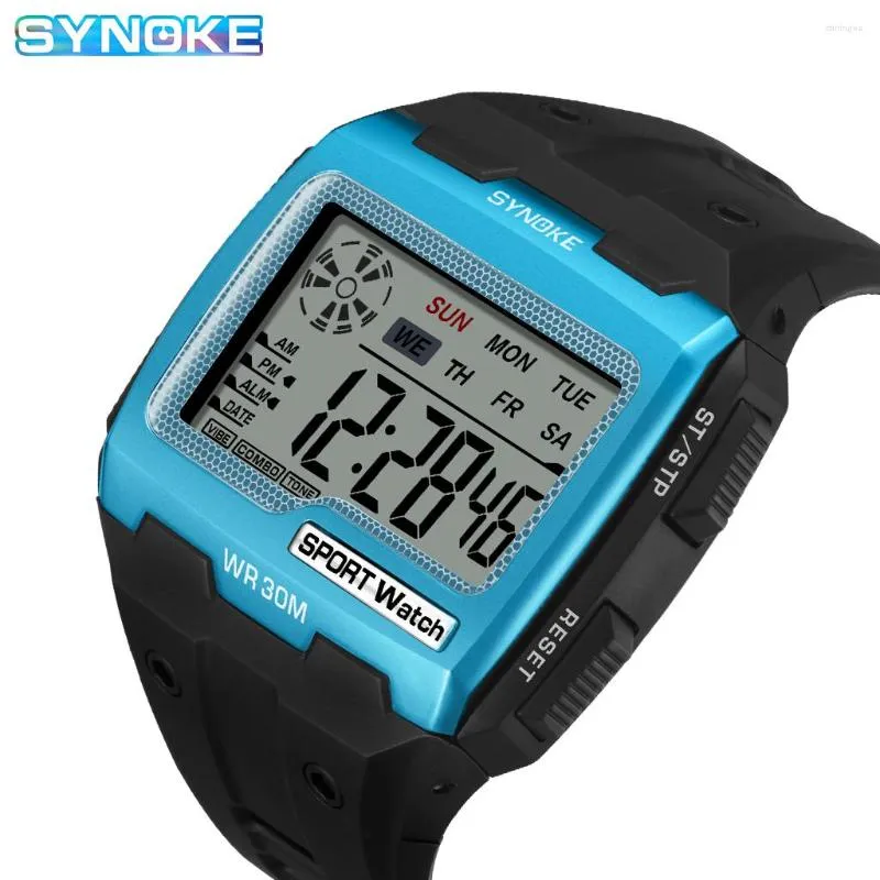 Zegarek na ręce synok sportowe oglądanie wodoodpornego chronografu duży kwadratowy wielofunkcyjny alarm cyfrowy Relogio Masculino