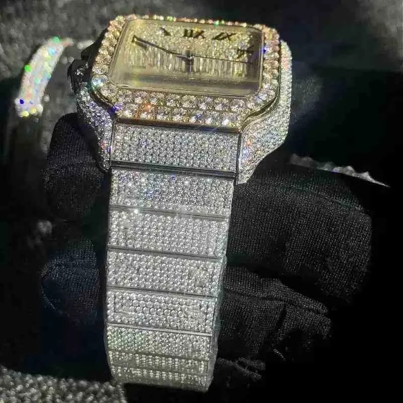 448U Autre montre-bracelet étoile montre-bracelet or rose mixte argent grand diamant chiffres romains luxe MISS carré mécanique hommes glaçage CubZ6EK