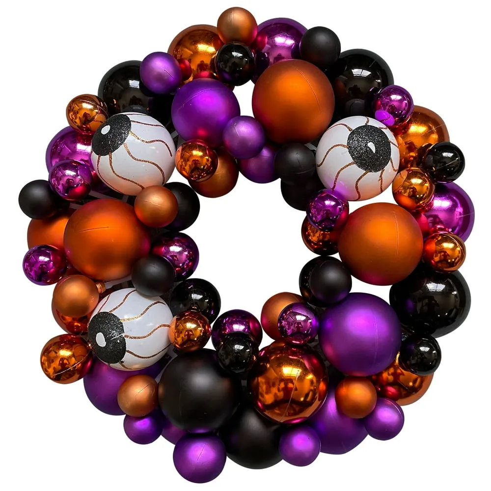 Shatterproof Ball Ornament Halloween Wreath - 13 -tum, upplyst