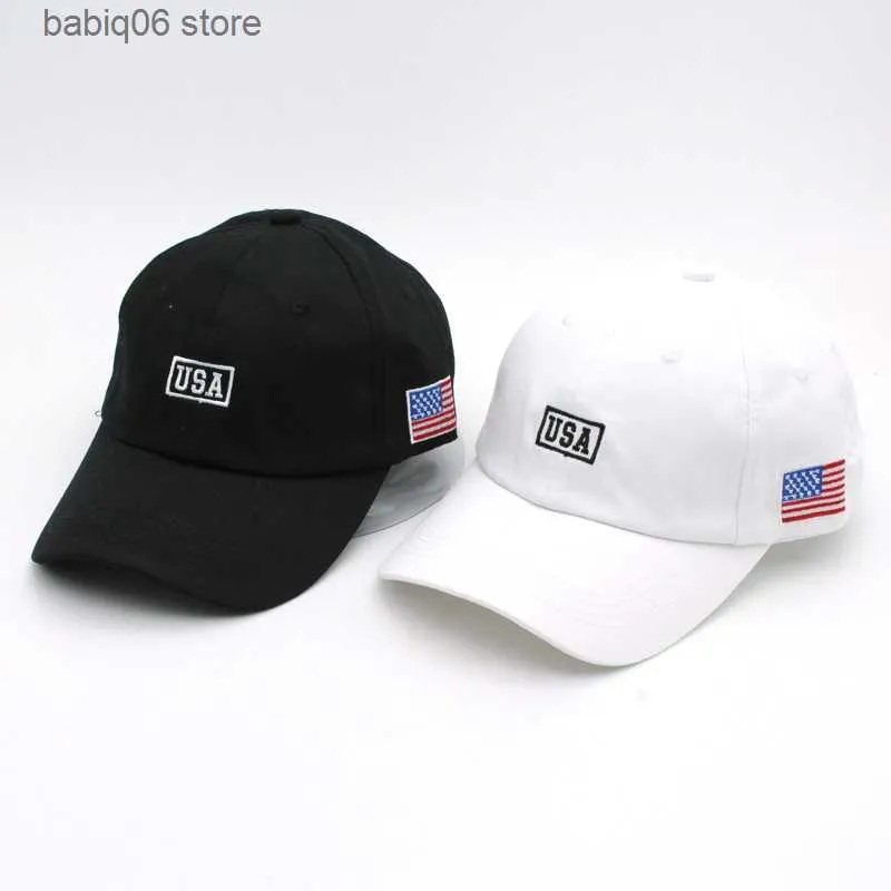 ボールキャップ新しいシンプルさの帽子アメリカ旗USAレターエンチリー野球キャップ男性と女性の屋外スポーツサンシェードキャップT230728