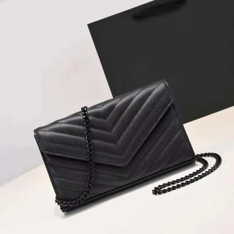 black monogramme envelope chain wallet bag