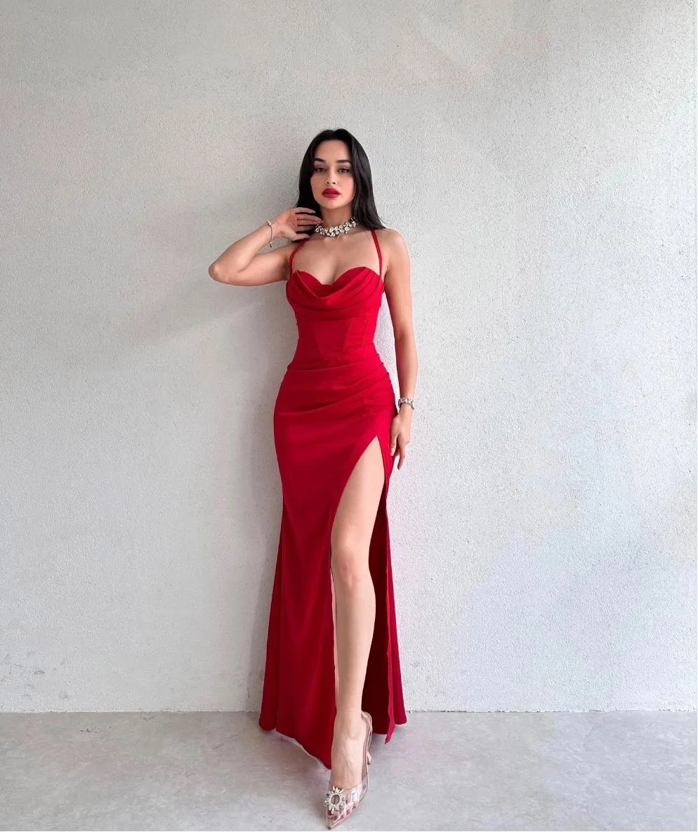 strapless open back dress Red Belted Strapless Dress