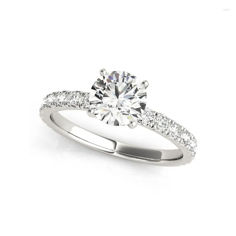 Clusterringen 1 Moissanite 925 Sterling zilveren trouwring voor vrouwen Verlovingsband Solitaire Fijne sieraden