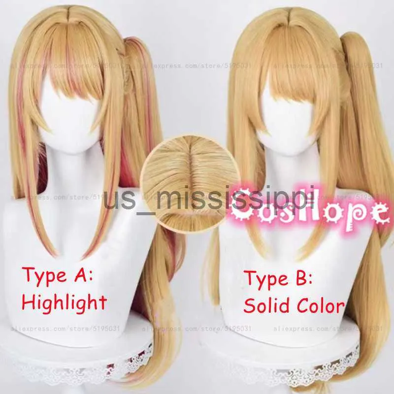 Cosplay Perücken Oshi No Ko Hoshino Ruby Cosplay Perücke 70 cm Gerade Orange Gold Rose Rosa Perücke Cosplay Anime Perücken Hitzebeständige Synthetische Perücken x0901