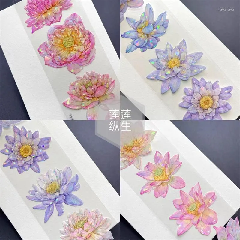 Cadeau cadeau 5m / 10m Charmante fleur de lotus rose coquille brillante PET Washi Tapes Fournitures artisanales DIY Scrapbooking Card Making Décor Plan Autocollant