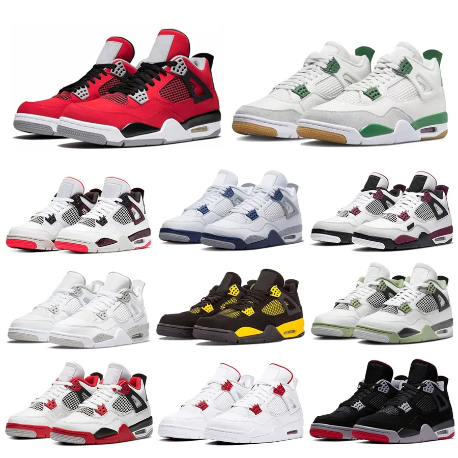 Jumpman 4 4s tênis masculino sapatos de basquete meia-noite marinha militar preto vermelho trovão universidade azul vela criado gato preto pinho verde artesanato treinadores sapatos esportivos planos