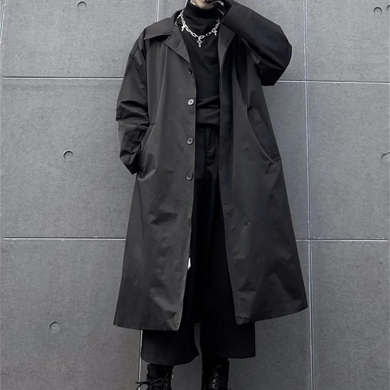 Mens Oversized Trench Coat Windbreaker Korean Style Loose Mid