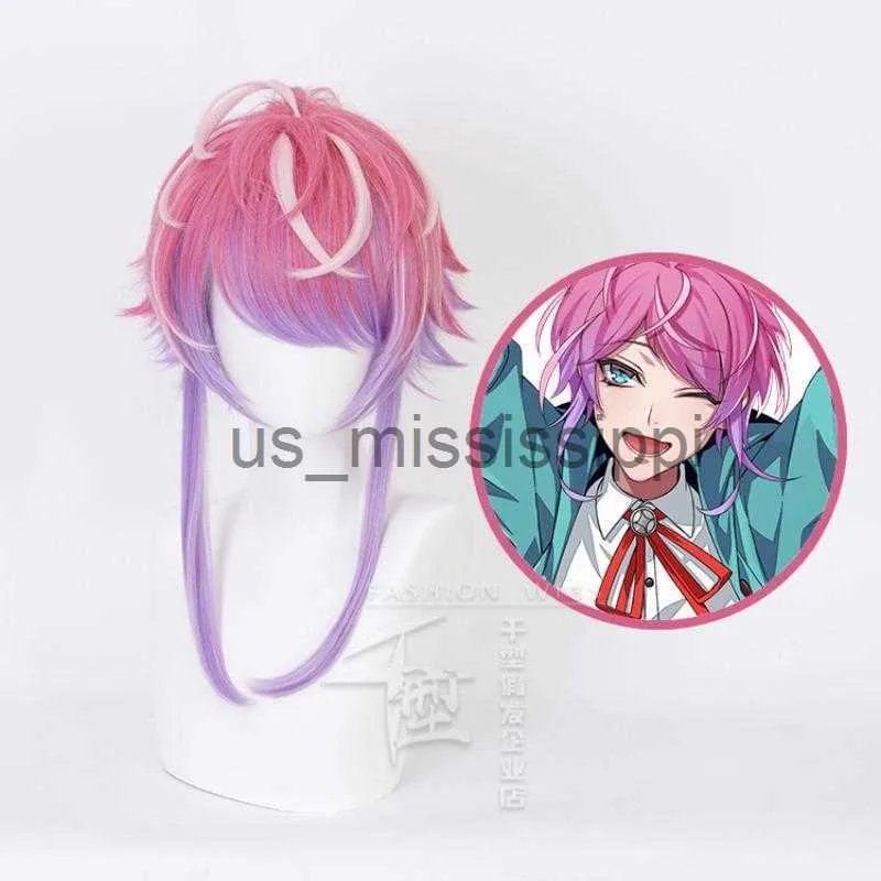 Cosplaypruiken Anime Hypnose Microfoon Amemura Ramuda Cosplaypruik Roze en Paars Gemengd haar Hittebestendig Synthetisch Halloween Feest x0901