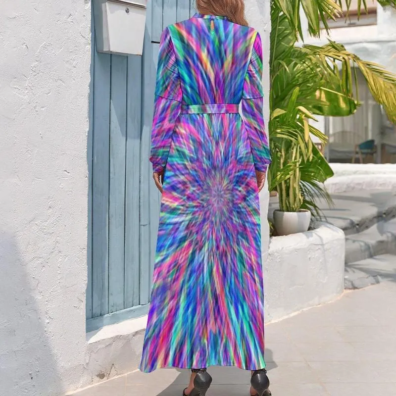 knee length dresses for ladies Long-Sleeve Tie-Dye Maxi Dress by NOSTRA SANTISSIMA main image 1