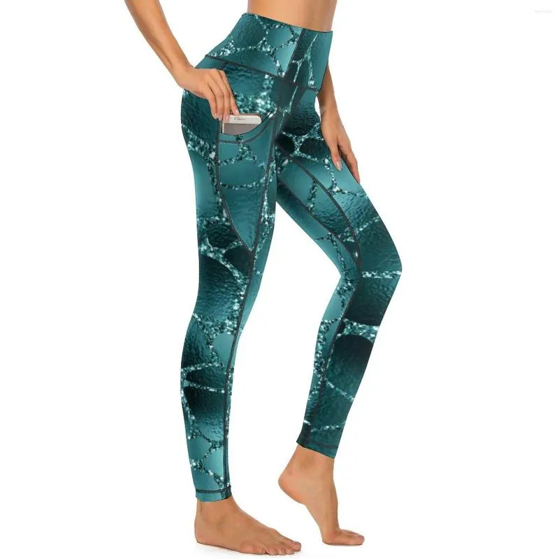 Leggings pour femmes pantalons de Yoga Sexy paillettes girafe taches motif taille haute entraînement Leggins femme élégant élastique Sport Legging