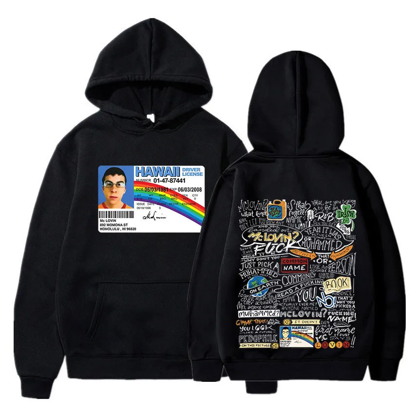 Herren Hoodies Sweatshirts McLovin ID -Karte Superbad Geek Graphic Männer Frauen Lustige Druck Teenager Gothic Long Sleeve Hooded Oversized Hoodie 230831