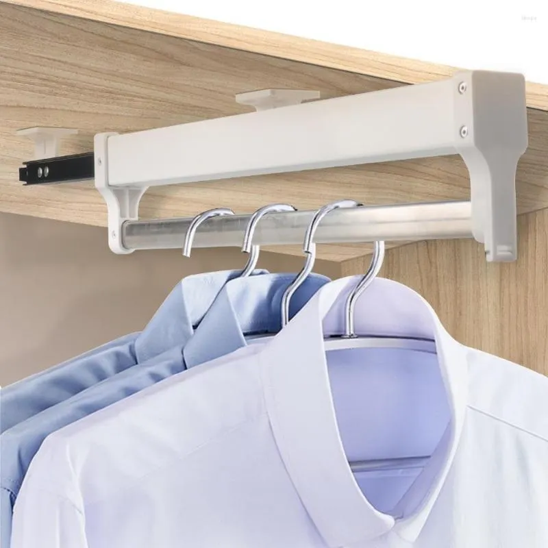 Adjustable Closet Rod - Heavy Duty Pull Out Wardrobe Hanger Bar ...
