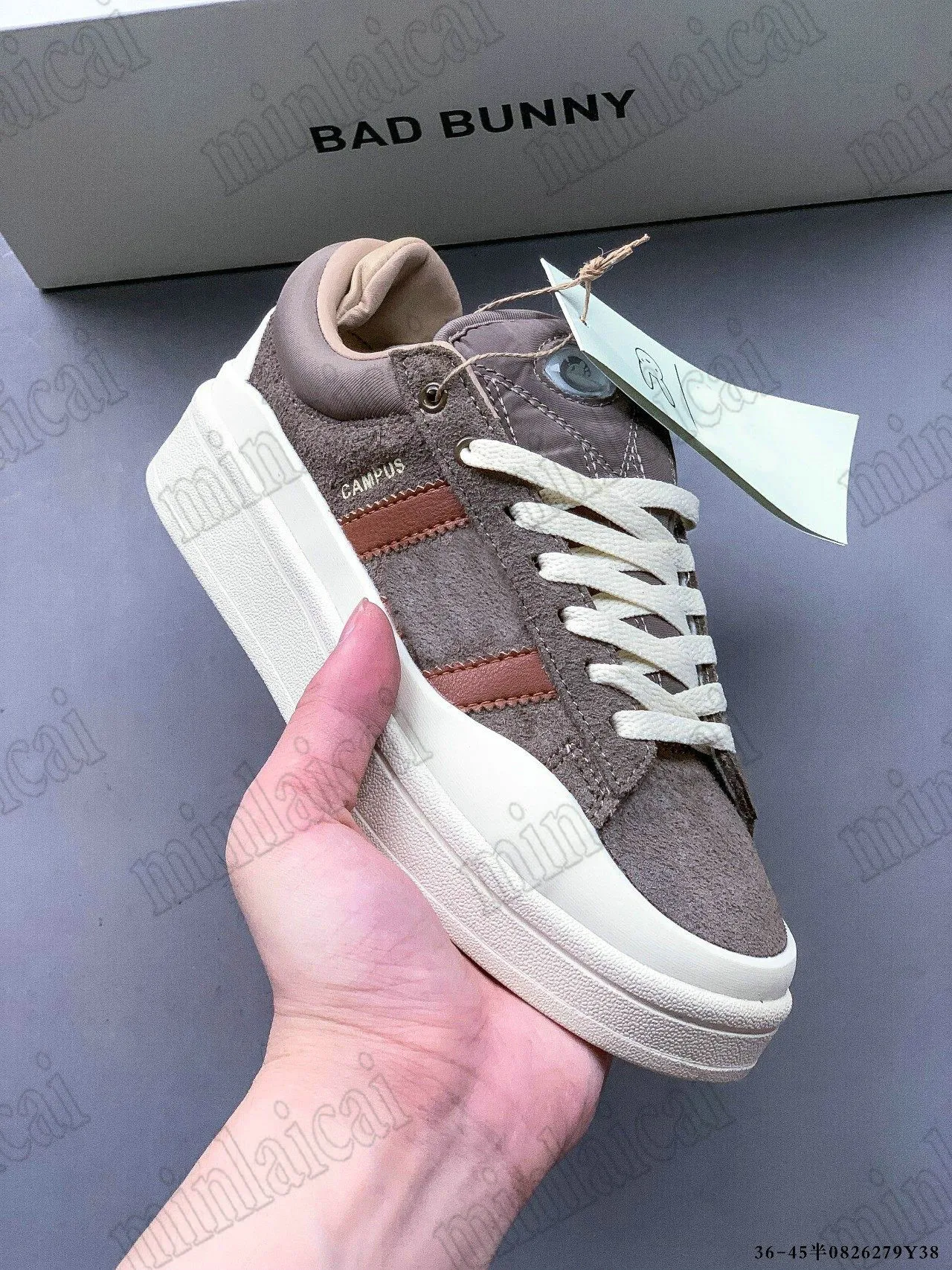 Scarpe casual firmate Scarpe da ginnastica Bad Bunny Scarpe da ginnastica basse con fibbia Forum Scarpe uovo di Pasqua Campus Wild Moss Esclusivo Coachella Chalky Brown