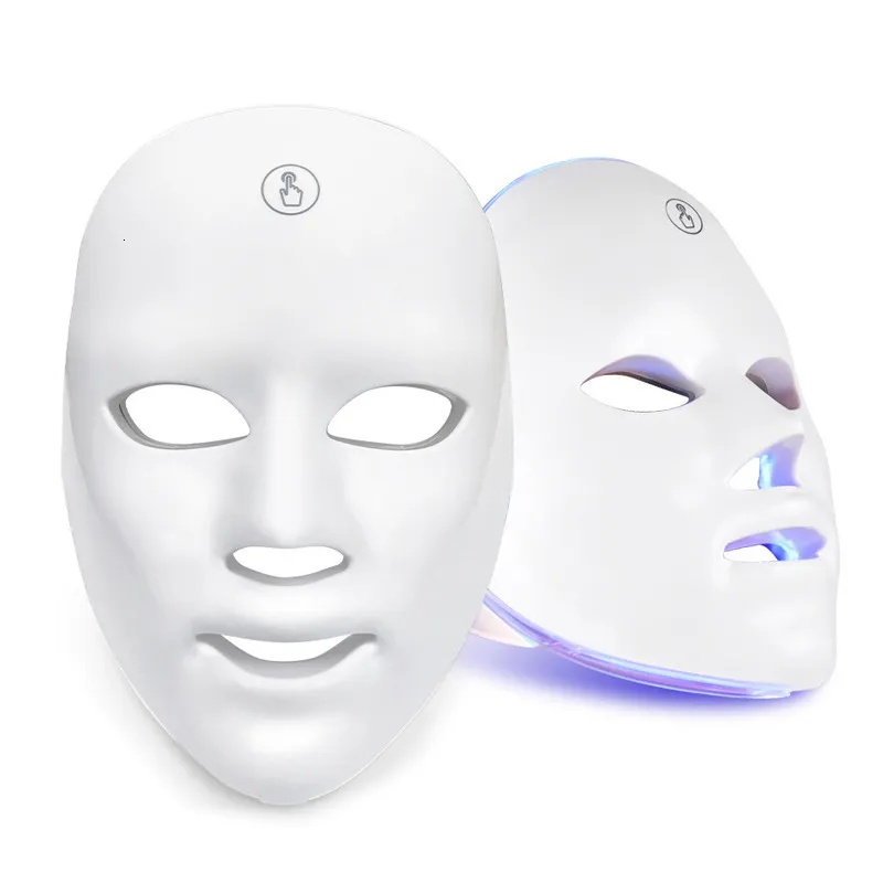 Face Massager 7 Colors Pon Therapy Led Mask Skin Rejuvenation Tighten Acne Anti Wrinkle Korean Neck Beauty Spa Instrument 230831