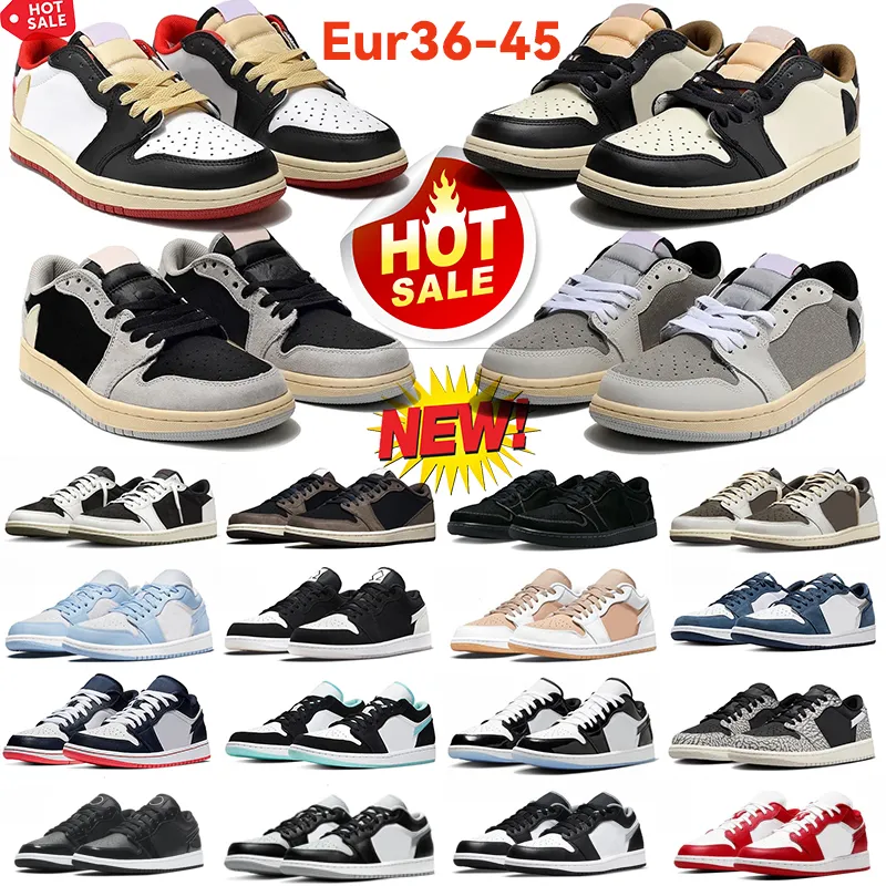 Hot Sale jumpman 1 lage basketbalschoenen 1s Olive sneakers Reverse Mokka Zwart Phantom Shadow Toe Wolf Grijs Vintage Roze heren dames buitensporttrainers Eur 36-45