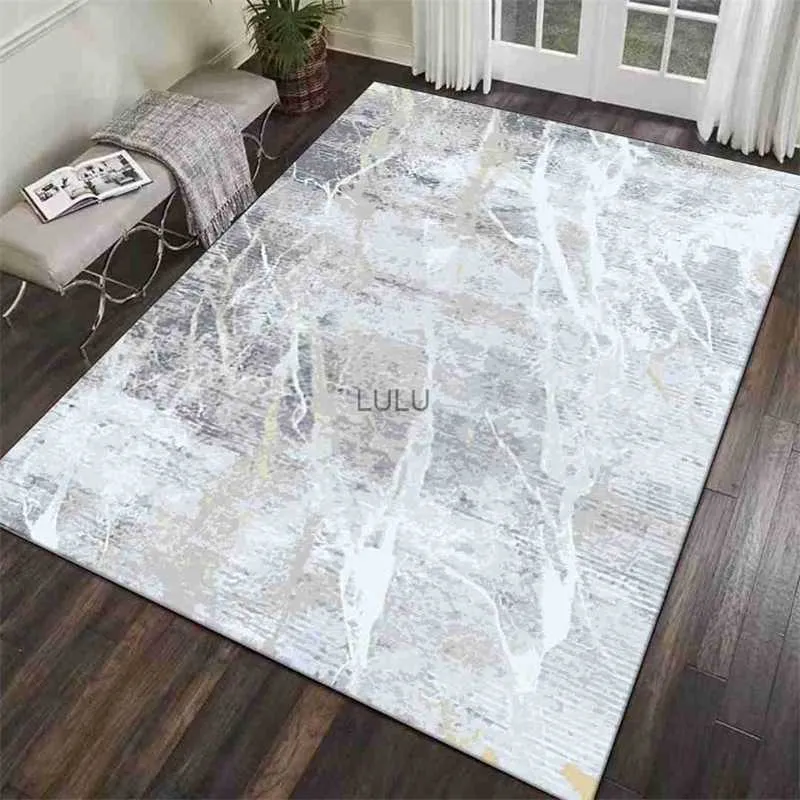 Tapis abstrait moderne tapis gris clair pour salon Hall 200x300 cm grand tapis lavable chambre décoration tapis de sol HKD230901