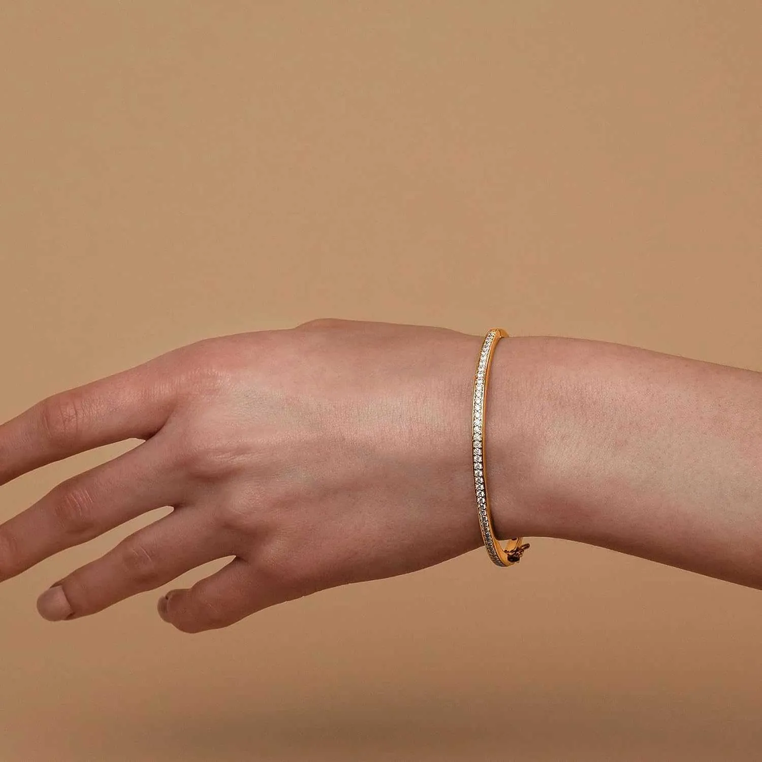 Bracciale tennis 14KGS con zirconi cubici placcati in oro, bracciale con zirconi taglio principessa, San Valentino - Italia