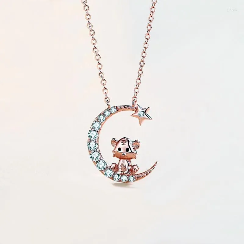 Цепочки модная модная звезда и лунное ожерелье Tiger Lady Mite Animal Jewelry Gift 2023