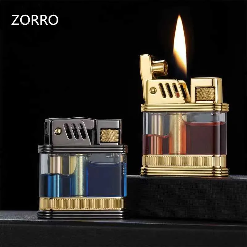 Zorro Transparent Lager Winter Licht Metall Rotary Schleifen Rad Persönlichkeit Kerosin Feuerzeug Rauchen Zubehör Gadgets K5E1