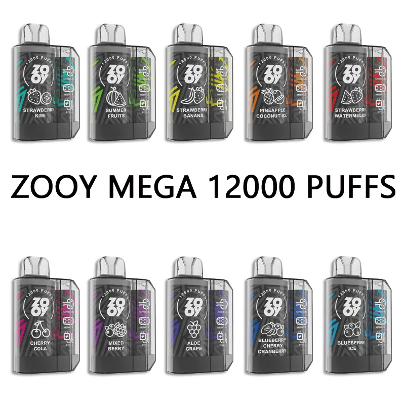 EU倉庫ZOOY MEGA 12000使い捨て蒸気ペンE充電式650mAhバッテリープレフィル24mlカートリッジポッドZooy 5000パフ蒸気ボックス