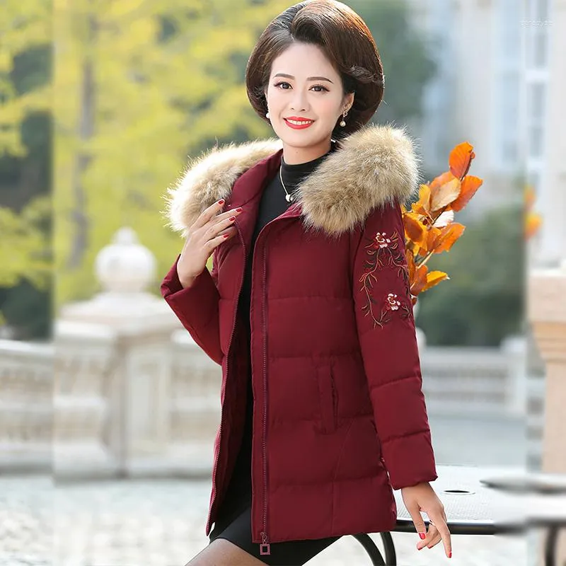 Embroidered Thickened Winter Coat For Women Padded Fur Lined Trench Coat  With Padding For Middle Aged And Elderly Mothers From Paradyse, $49.29