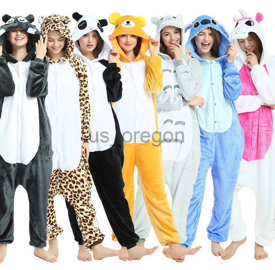 Home Roupas Adultos Animal Onesies Unicórnio Pijama Conjuntos Mulheres Homens Inverno Unisex Anime Trajes Crianças Totoro Cartoon Flanela Pijama X0902