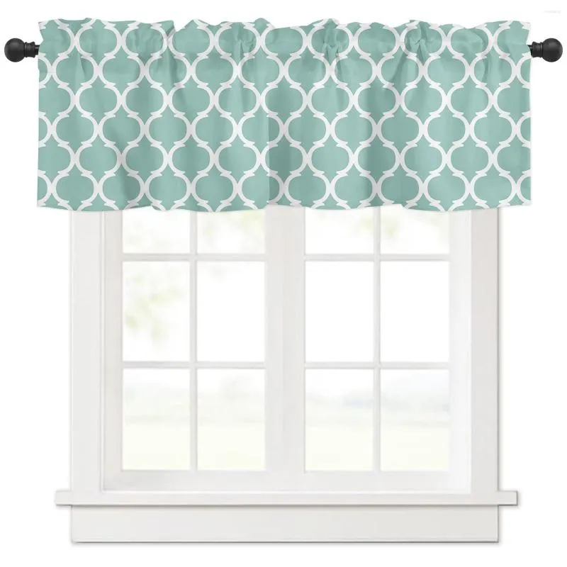 Curtain Teal Turquoise Morocco Geometry Short Curtains Kitchen Cafe Wine Cabinet Door Window Small Home Decor Drapes