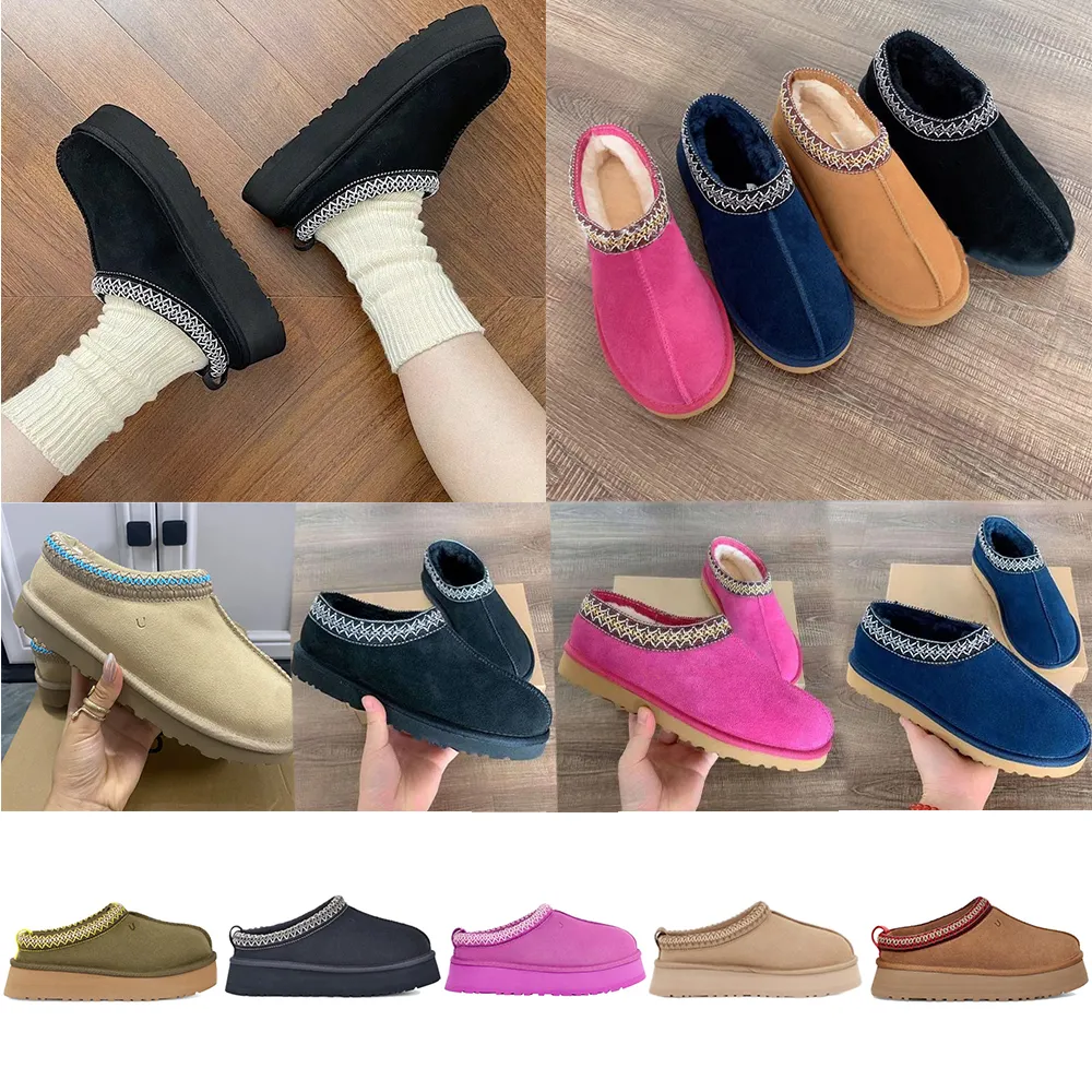 Designer Klassieke Australië Tasman Slippers Mosterdzaad Platform Laars Flock Mule Winter Bont Laarzen Dames Warme Dikke Bodem Sneeuwlaarzen Kastanje zwarte Snowboots