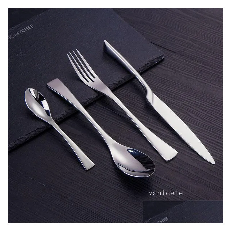 Set di stoviglie Coltello e forchetta in acciaio per uso domestico Set da tavola Coltelli da bistecca da cucina / Cucchiaio forchetta El Forniture Lt228 Consegna a goccia Ho Dhhza