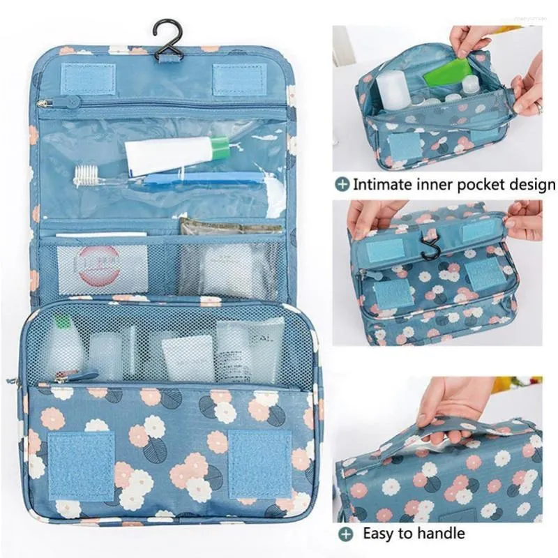 Opbergtassen Organisator Cosmetische tas Make -up zakje Nylon Waterdichte haak Women Hoge capaciteit Toiletartikelen Travel Make -up Schoonheid B