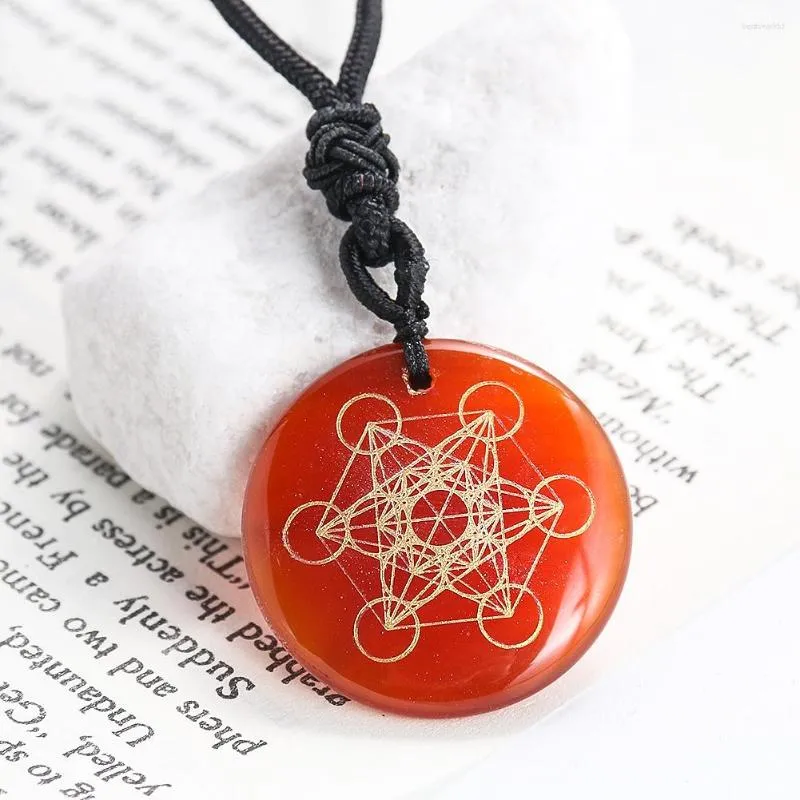 Colares Pingente Encantos de Energia Yoga Chakras Estrela de David Hexagram Metatron Carnelian Ágata Colar Amuleto Dangle Chain Gargantilha Jóias