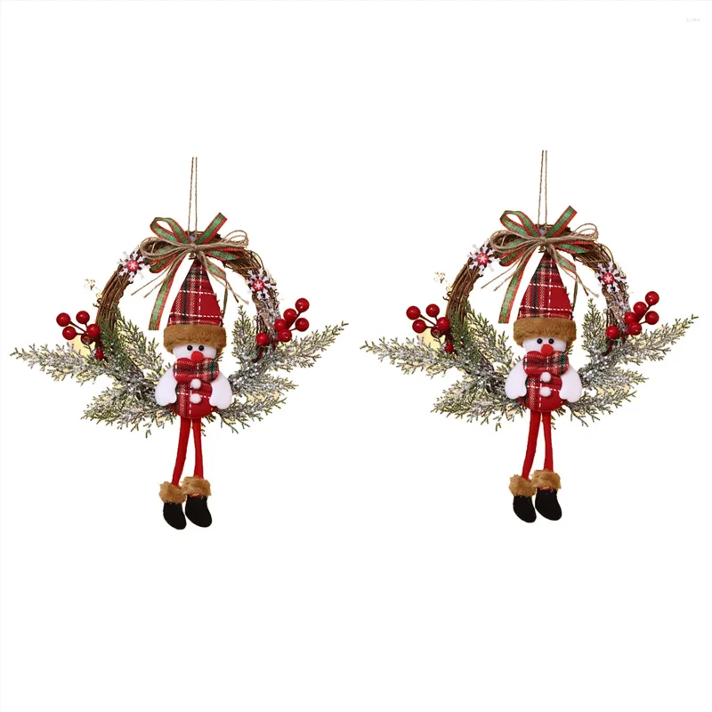 Fiori decorativi 2X Ghirlanda natalizia artificiale per porta d'ingresso, parete, finestra, casa colonica, decorazione (piccola)