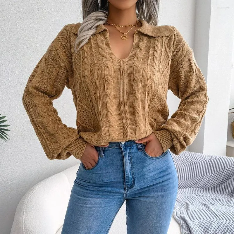 Womens Sweaters Ficusrong Women Casual Jumpers Lapel Collar Solid