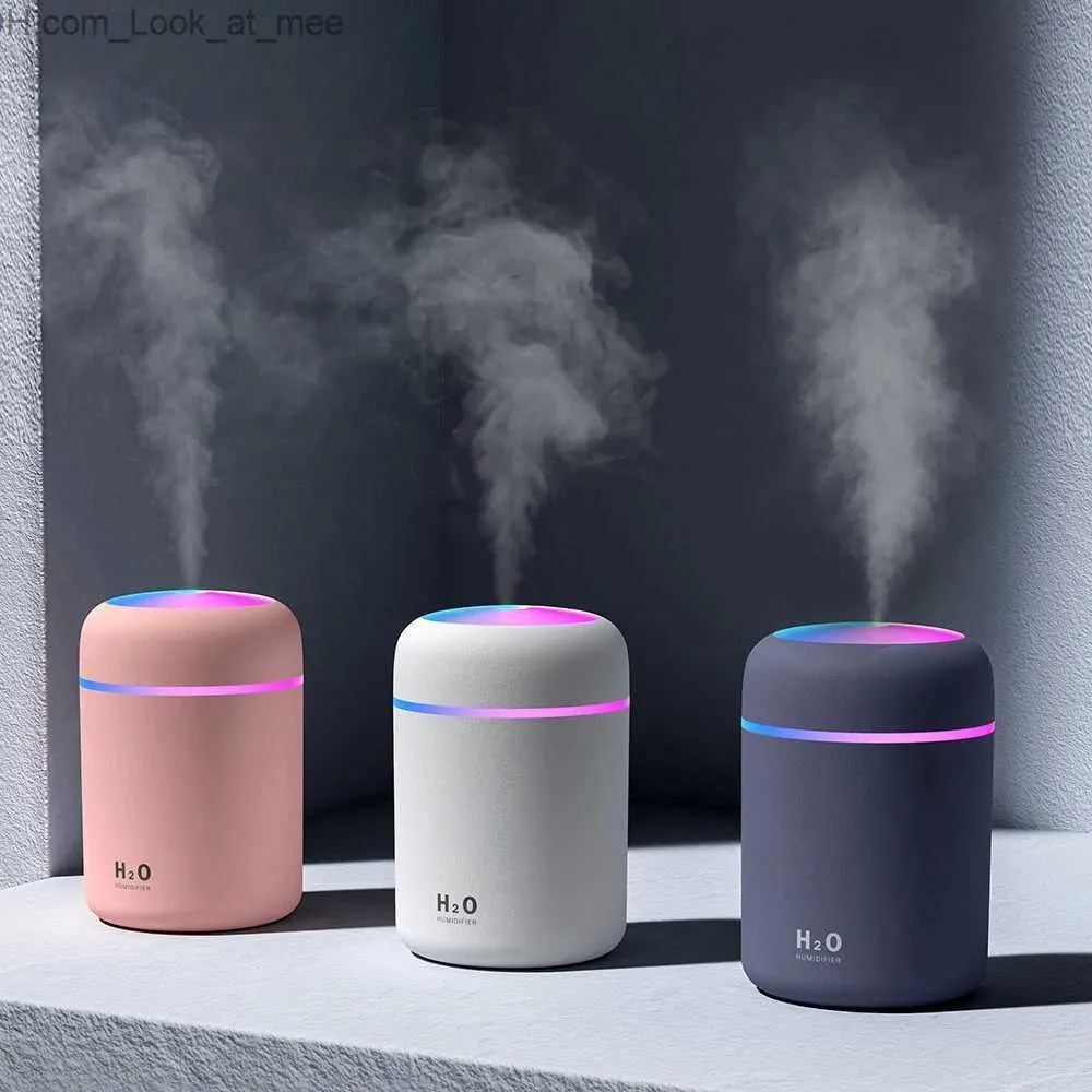 Humidifiers 300ml Desktop Led Air Humidifier Ultrasonic Usb Aroma Essential Oil Diffuser Mini H2o Cool Mist Maker Atomizer for Bedroom Car Q230901