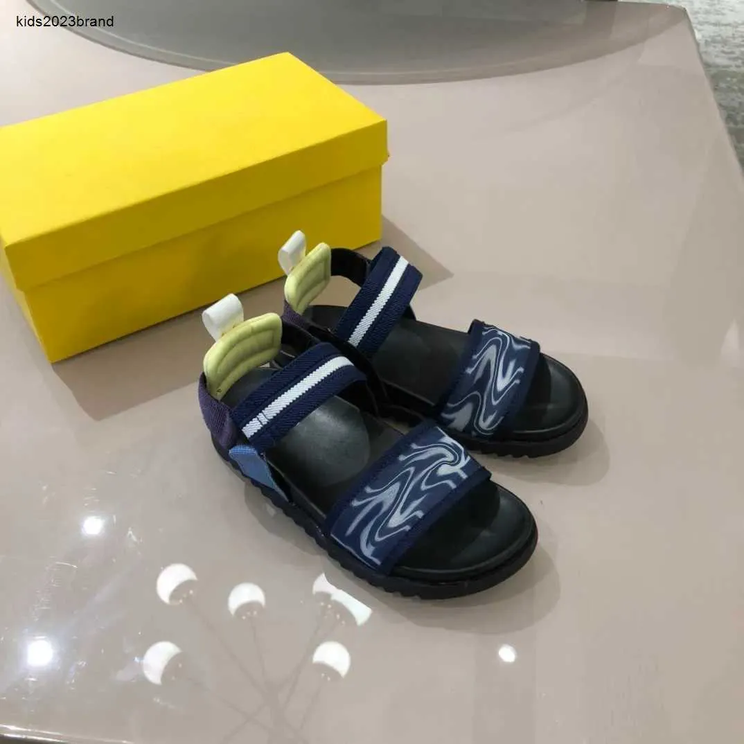 designer boys sandals kids shoes slipper summer Ribbon splicing flatform sandals size 26-35 Boys beach kids shoes Including brand shoe box