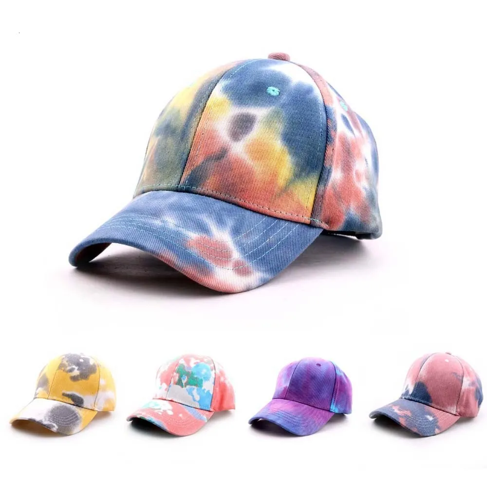 Casquettes de baseball 2023 Tie Dye Casquette de baseball été Hommes Femmes Tendance Amoureux Chapeau Coloré Soleil Extérieur Réglable Soleil Graffiti Os 230831