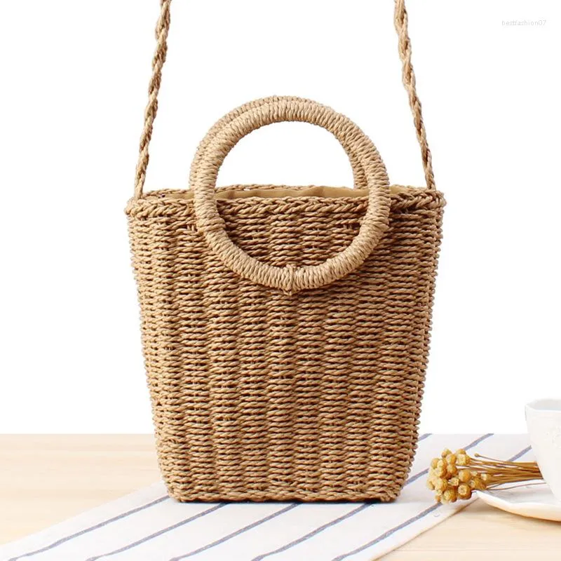 Akşam çantaları kadınlar yaz saman rattan dokuma çanta küçük debriyaj retro bayanlar sepet plaj çantası tatil seyahat totes çantası bolsos