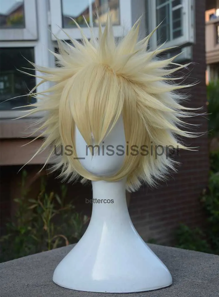 Perruques Cosplay My Boku No Hero Academia Bakugou Katsuki Bakugo Cosplay Perruques Courtes Lin Blonde Résistant À La Chaleur Synthétique Perruque De Cheveux Cap x0901