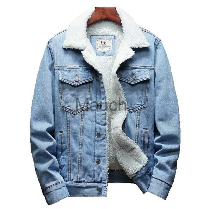 Men's Jackets 2023 AutumnWinter Denim Jaet Fashion Warm British Style Men wi Cashmere and i Casual Trend Lambskin Denim Jaet S6XL J230901