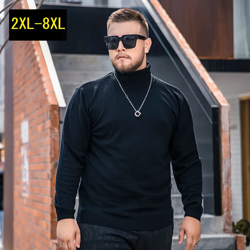 Men's Black Turtleneck Sweater: Oversized Cotton Pullover for  Vintage Style, Large Sizes 5XL-8XL Available!