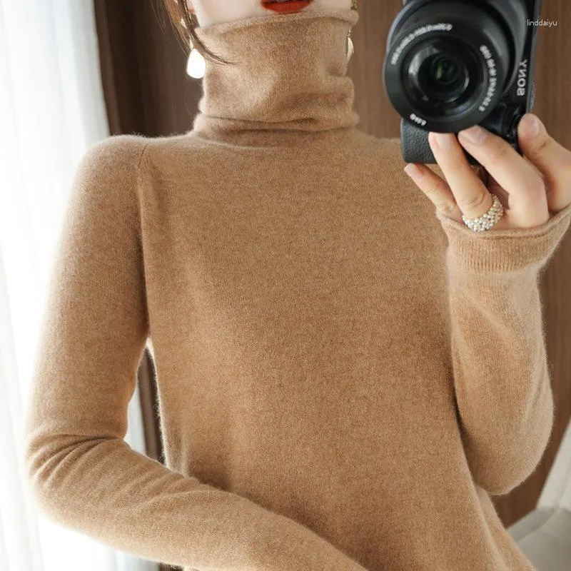 Women's Sweaters Women Sweater Winter Cashmere Turtleneck Warm Knitwear Casual Solid Bottoming Shirt Fashion Knit Pullovers Brown