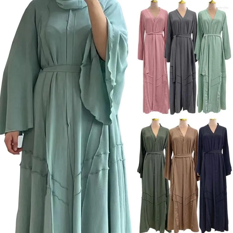 Etniska kläder öppna kimono abaya dubai kalkon kaftan kvinnor muslimska maxi klänning kofta islamisk arabisk mantel abayas klänning longue femme