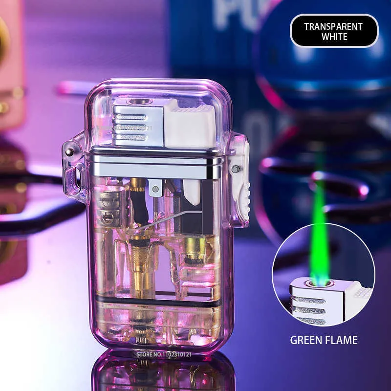 Dual Jet Flame Windproof Lighter - Adjustable Butane Torch With Built-in Cutter & Visible Fuel Window