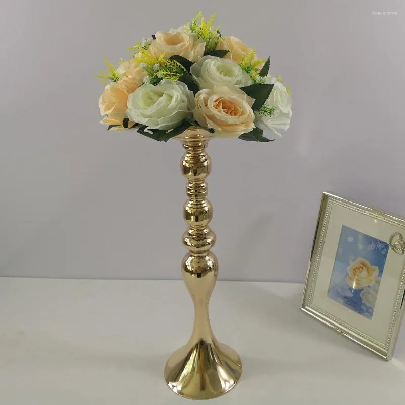 Portacandele 10 PZ/LOTTO Oro 44 CM/17.3 "Vaso di Fiori Candeliere Decorazione di Cerimonia Nuziale Centrotavola Cremagliera Piombo Strada